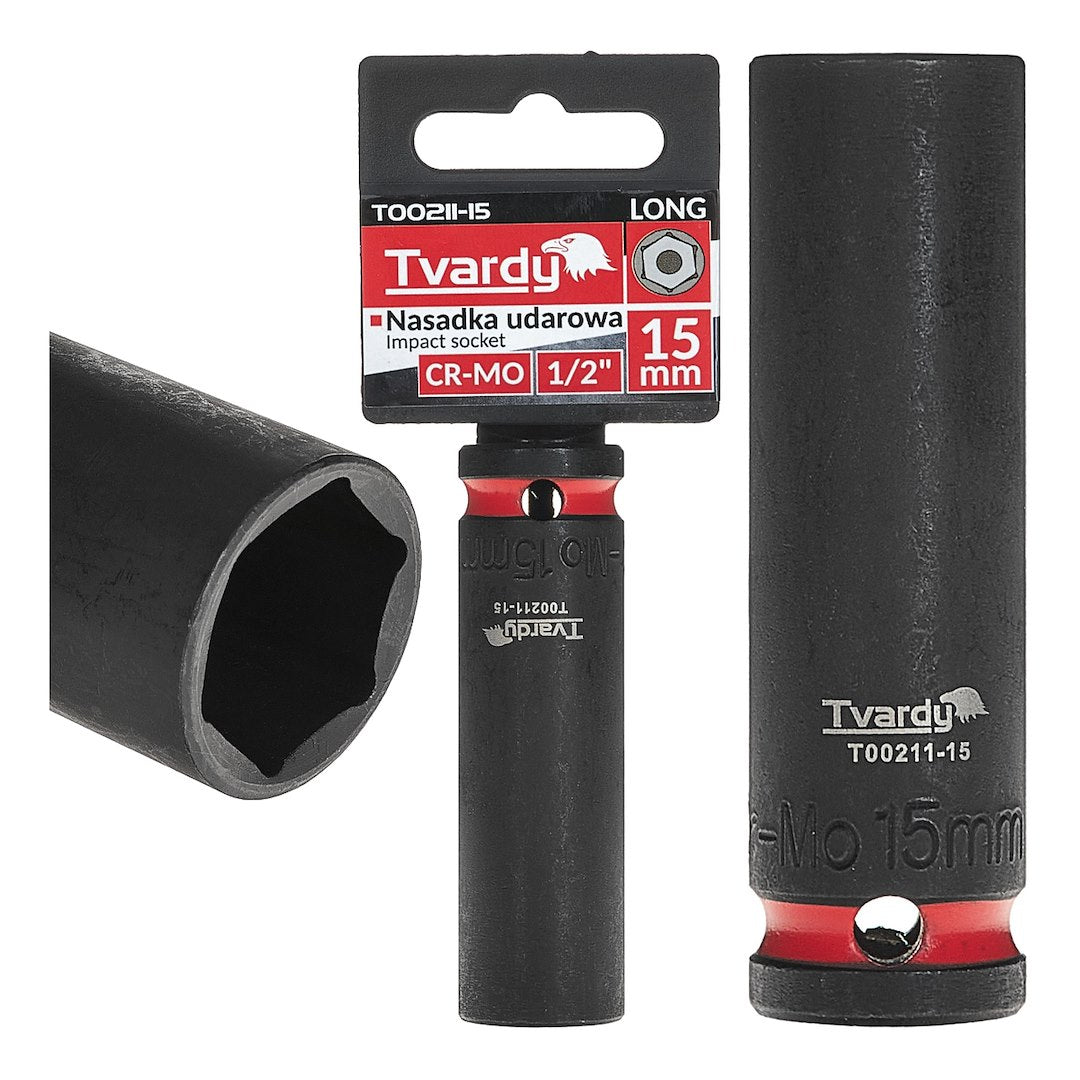 Deep impact socket 1/2" 6PT 15 mm CR-MO