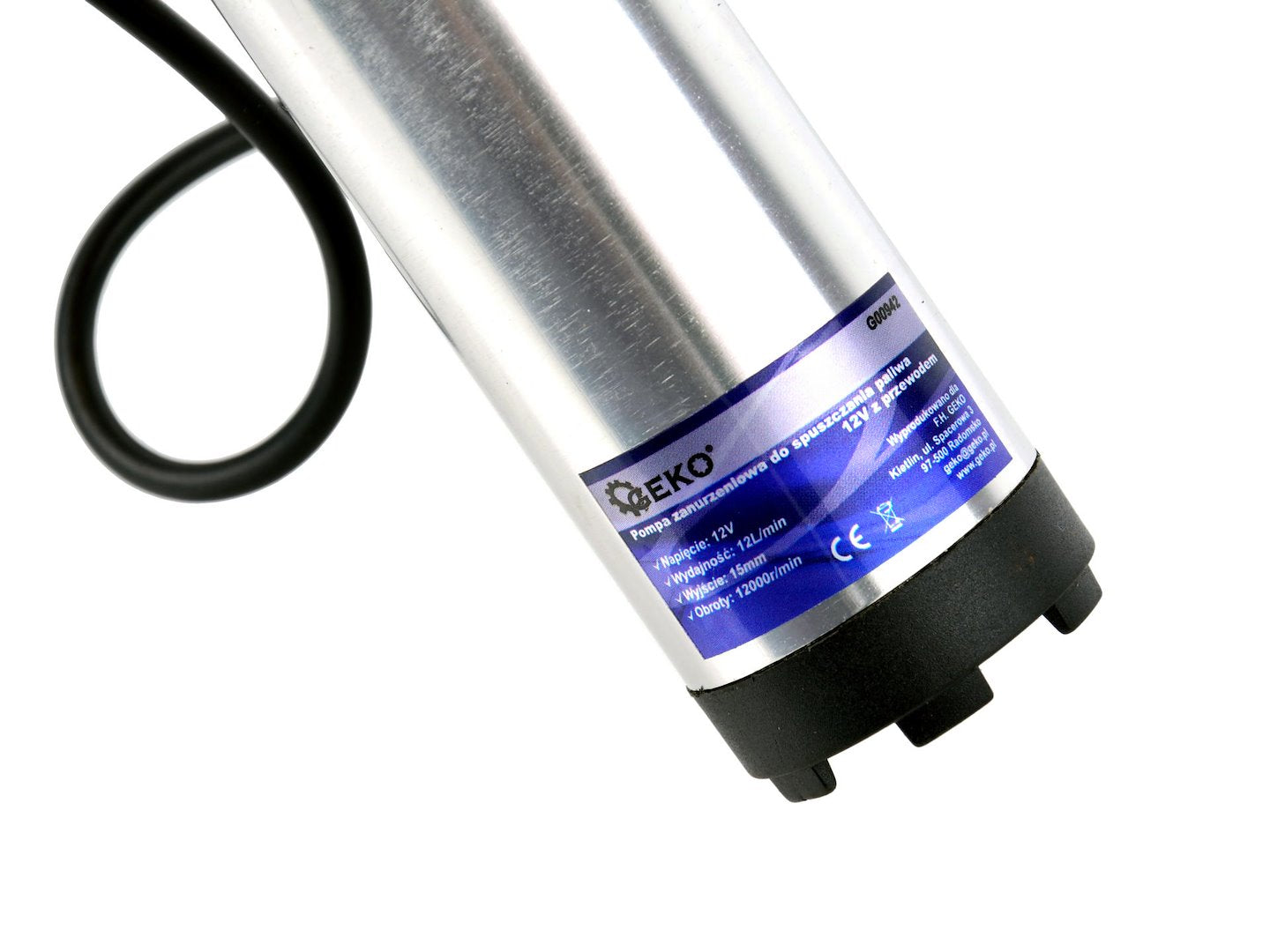 12V Submersible Transfer Pump for Diesel, Water and Oil — 37 mm, with 3 m Hose