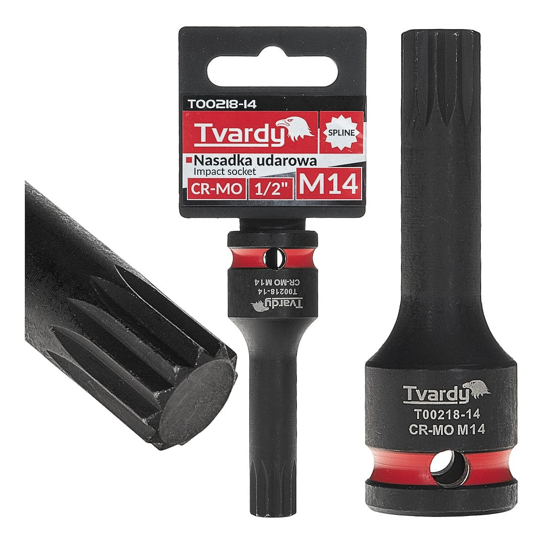 Spline impact socket 1/2" M14 CR-MO