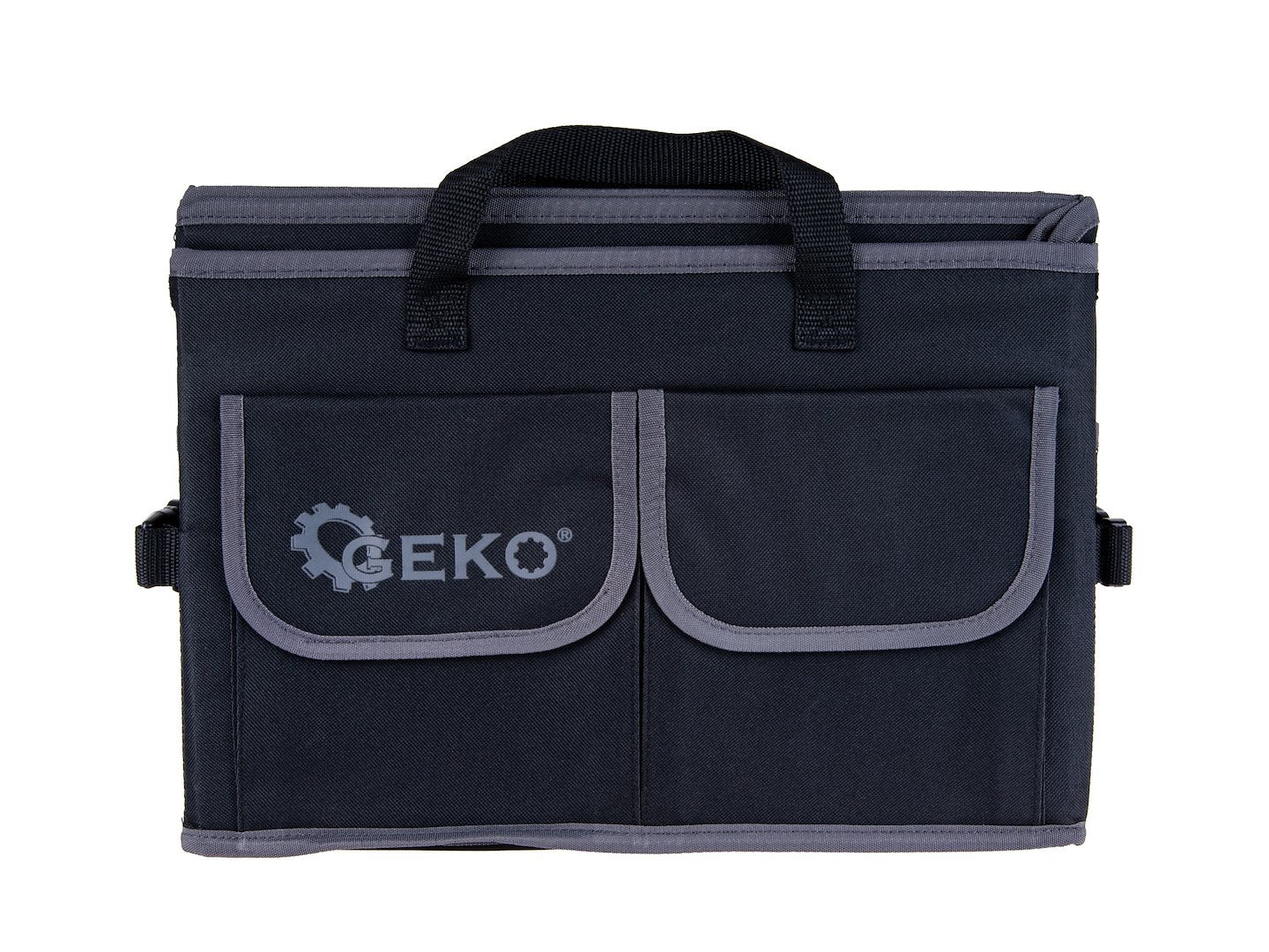 Stiffened car trunk organizer with a cover