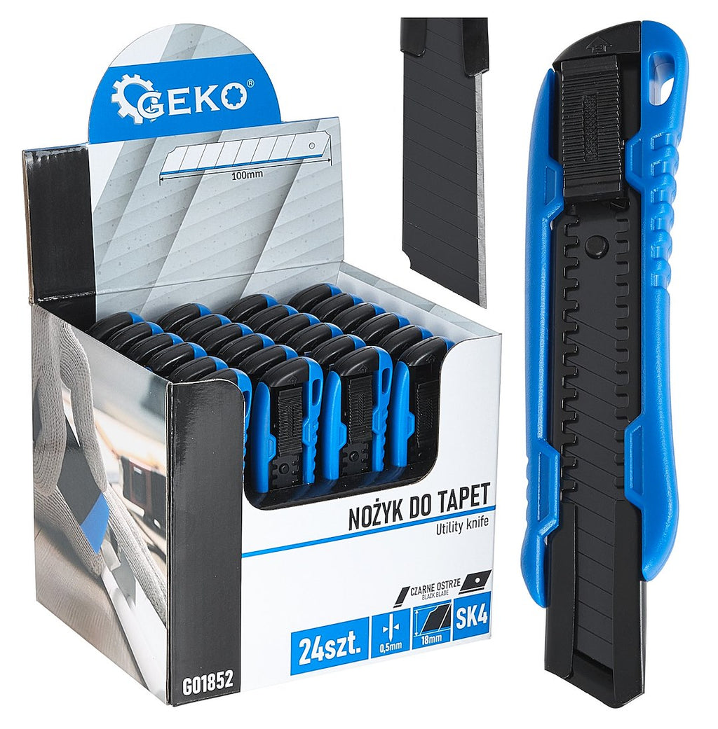 Utility knife 100 x 18 x 0.5 mm ABS SK4 – display box – Pack of 24
