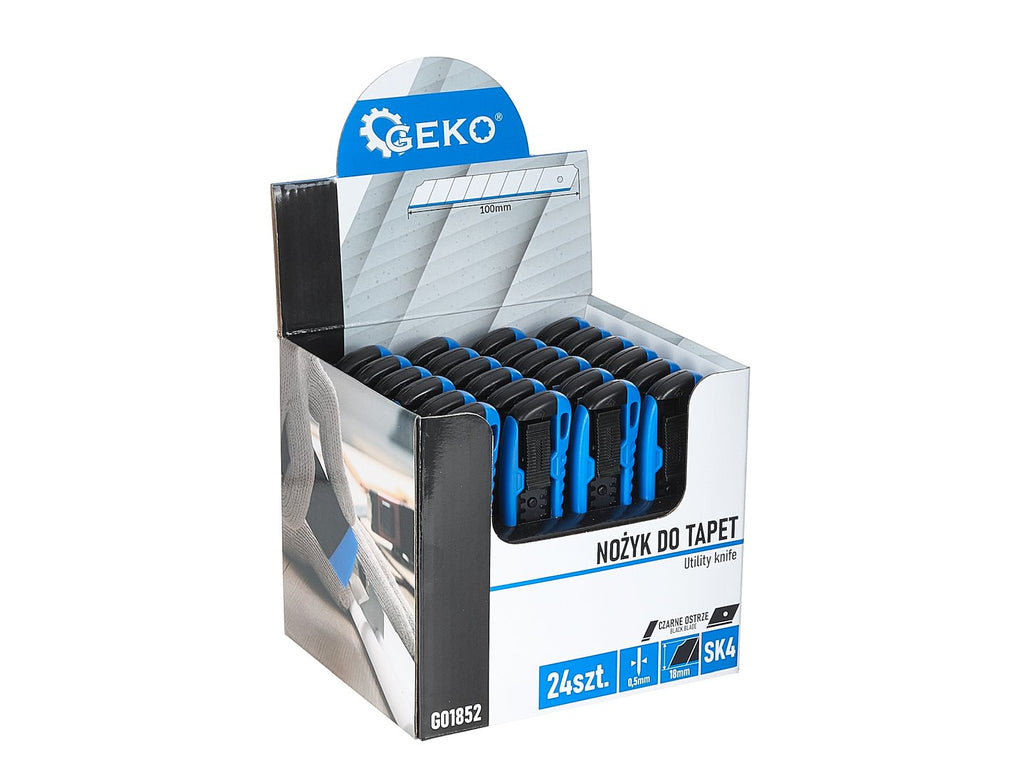 Utility knife 100 x 18 x 0.5 mm ABS SK4 – display box – Pack of 24