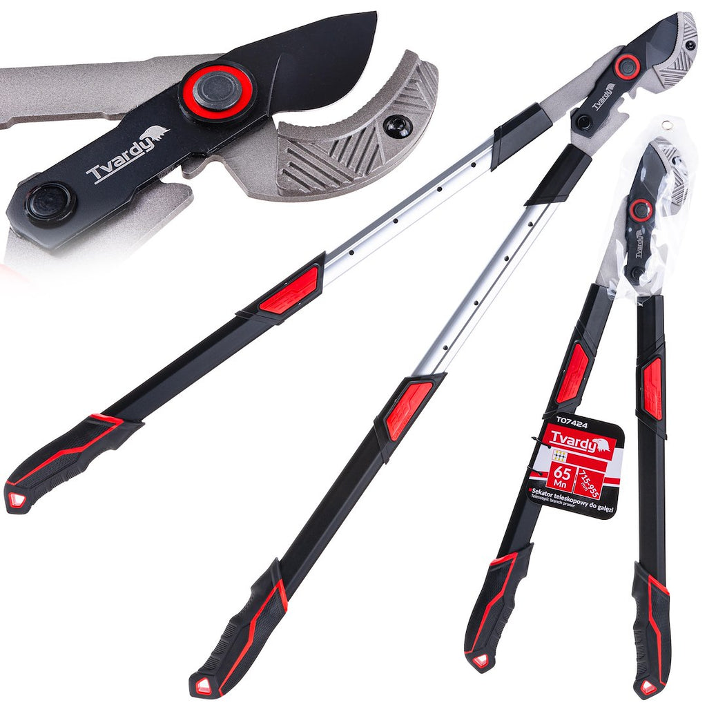 Telescopic branch pruner with anvil blade, 715–955 mm, 65Mn PTFE