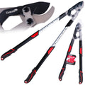 Telescopic branch pruner with ratchet and bypass blade 730–970 mm 65Mn PTFE