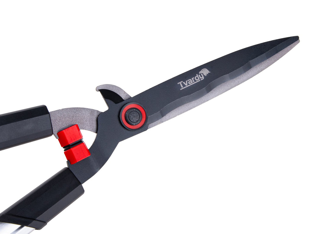 Telescopic hedge shears with wavy blade 735–865 mm, PTFE-coated