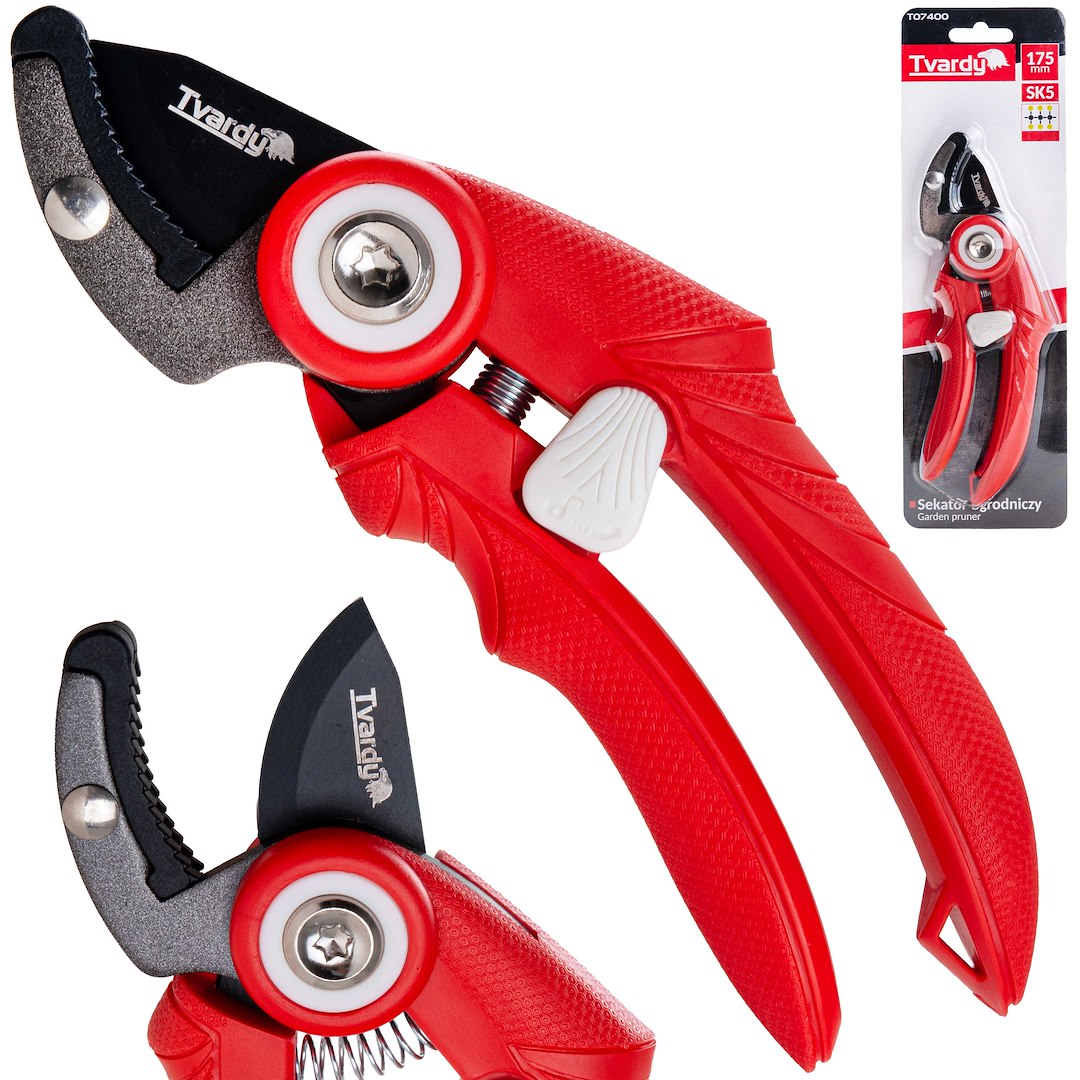 Garden pruner with anvil blade, 175 mm, SK5, PTFE