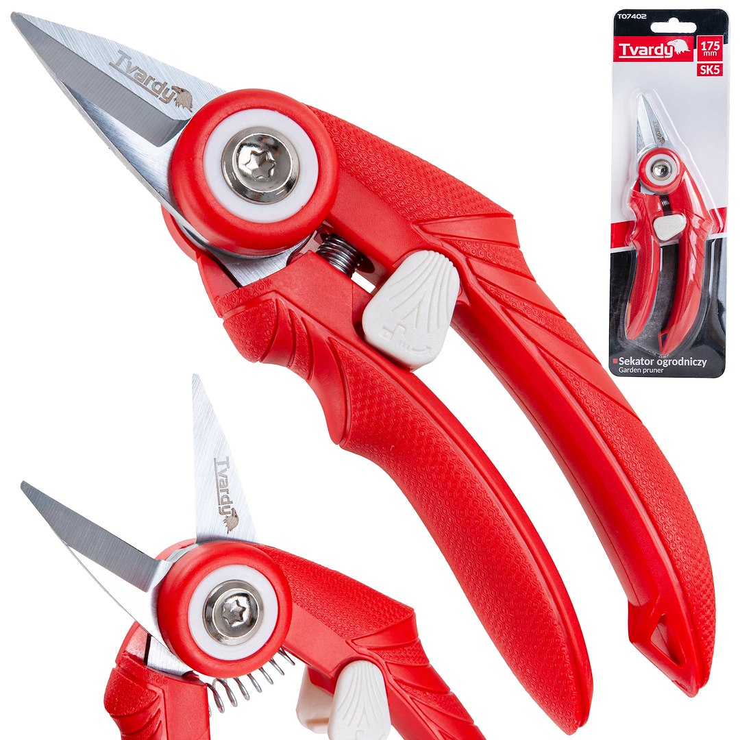 Straight garden pruner with bypass blade, 175 mm, SK5