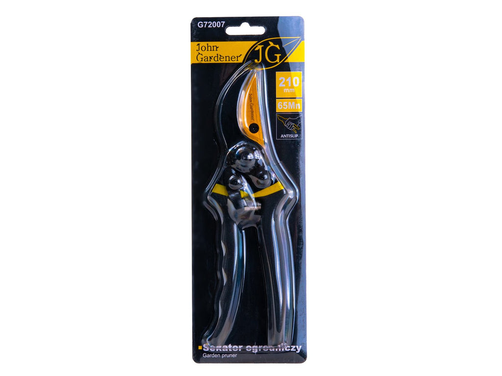 Garden pruner with bypass blade, 210 mm, 65Mn, anti-slip