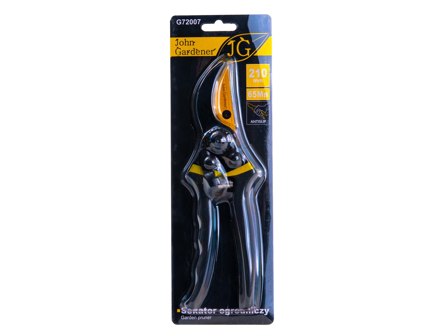 Garden pruner with bypass blade, 210 mm, 65Mn, anti-slip