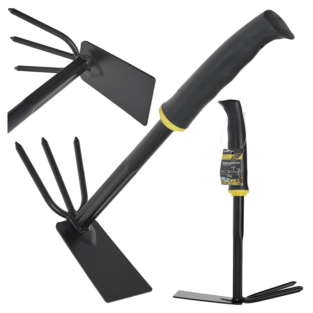 Double-sided gardening hoe with claws