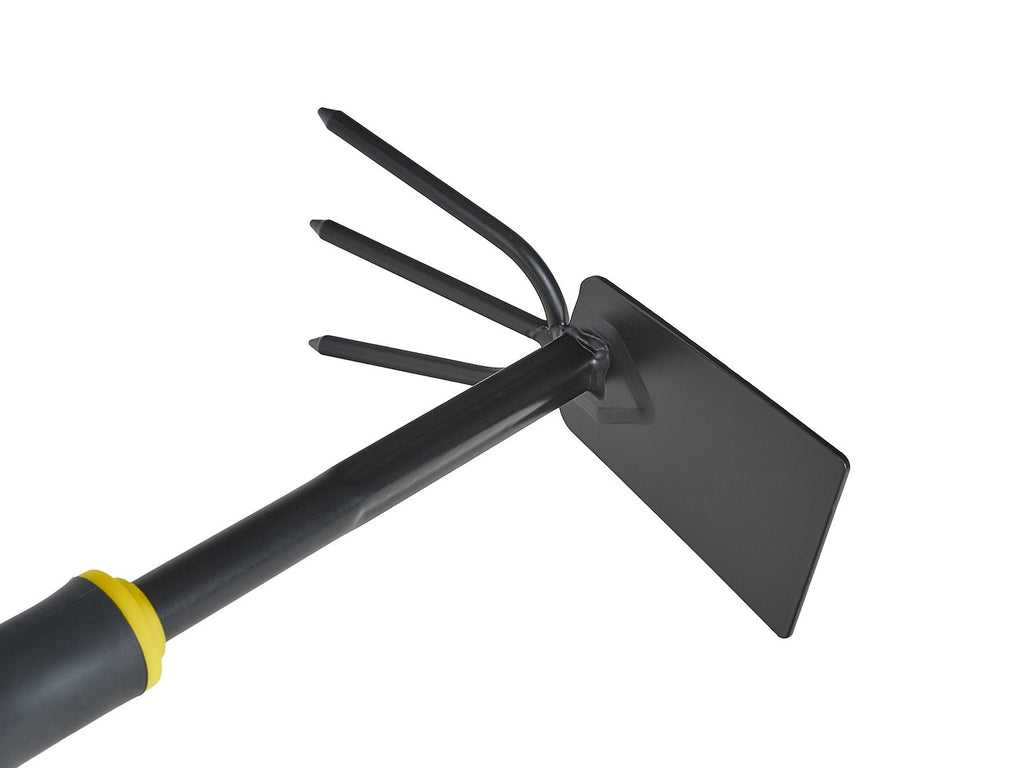Double-sided gardening hoe with claws