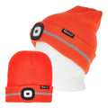 Rechargeable LED Headlight Winter Hat with Reflective Stripe (Orange)