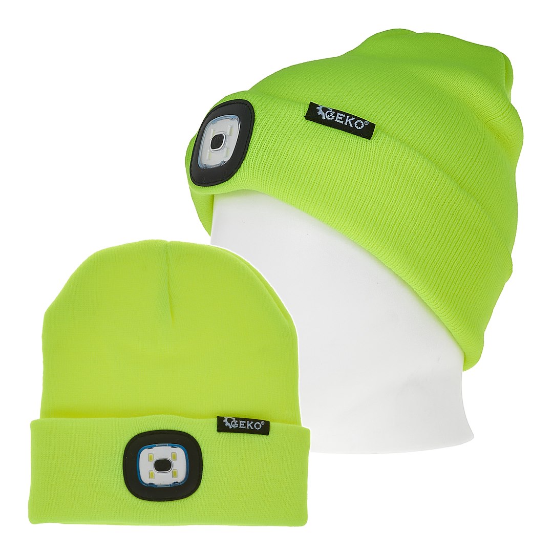 Rechargeable LED Headlight Winter Hat (Yellow)