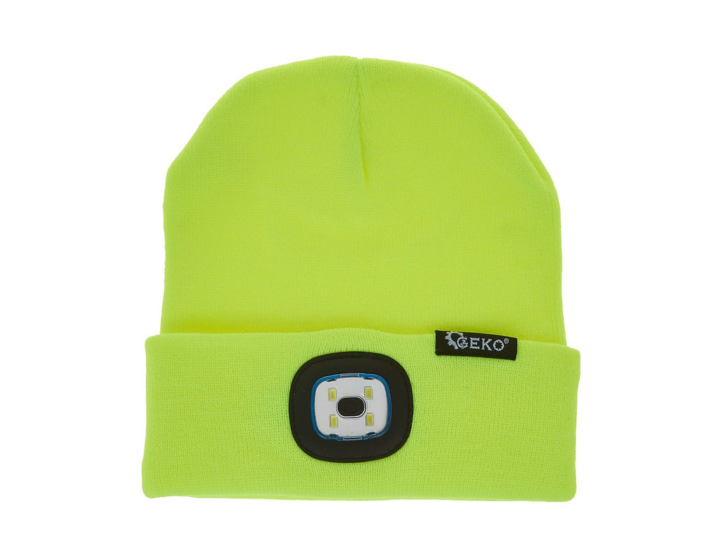 Rechargeable LED Headlight Winter Hat (Yellow)