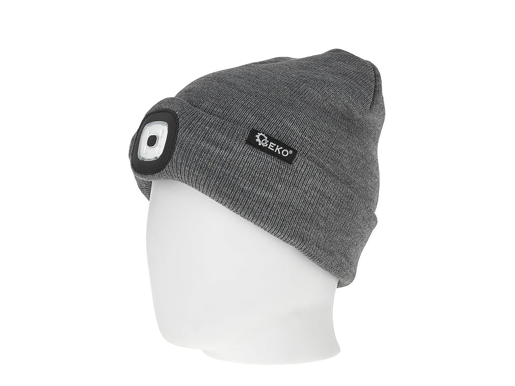 Rechargeable LED Headlight Winter Hat (Gray & Black)