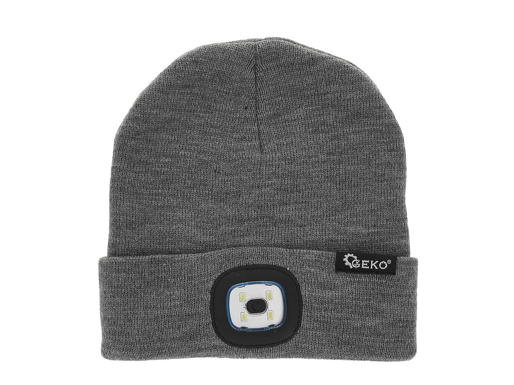 Rechargeable LED Headlight Winter Hat (Gray & Black)