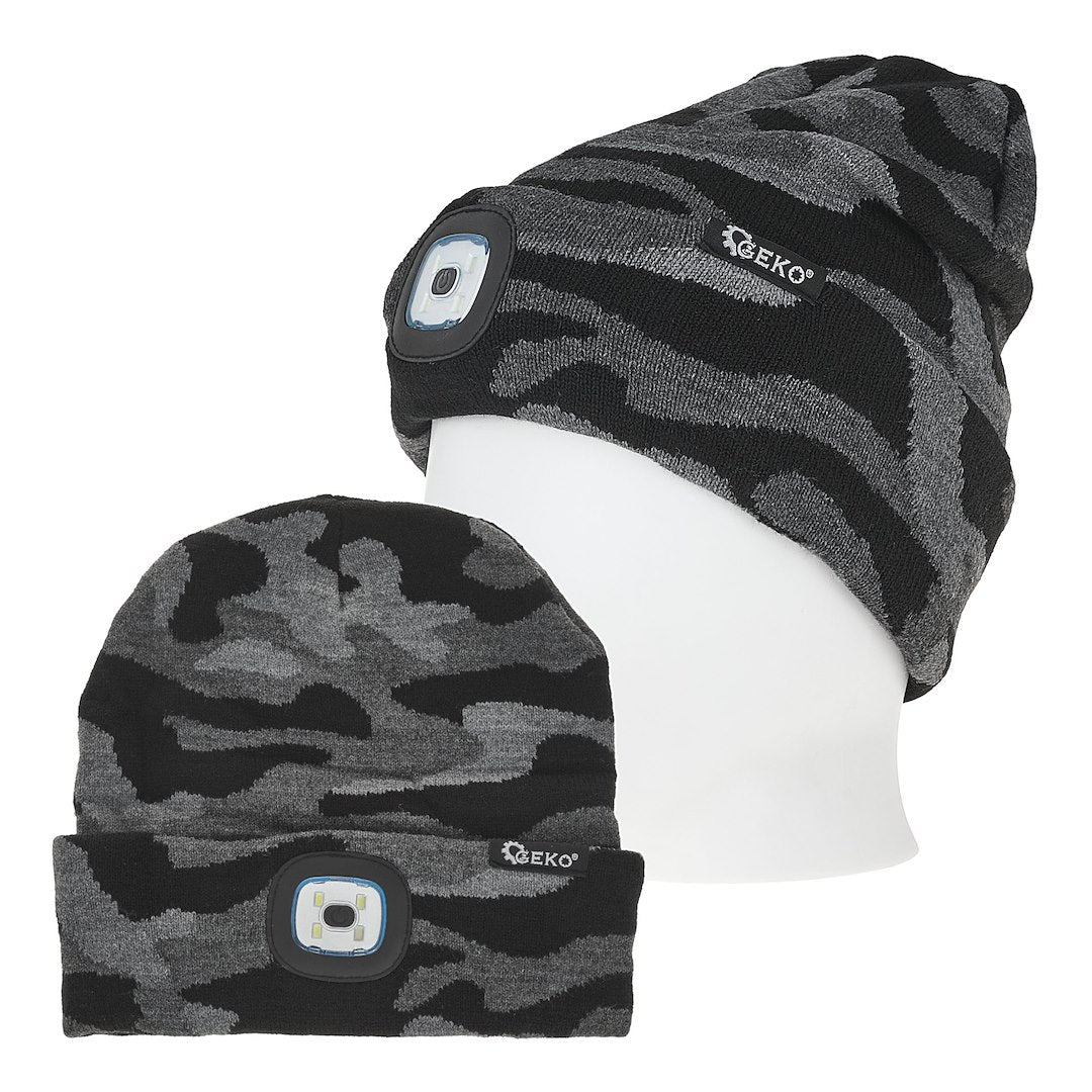Rechargeable LED Head Light Winter Hat (Camouflage)