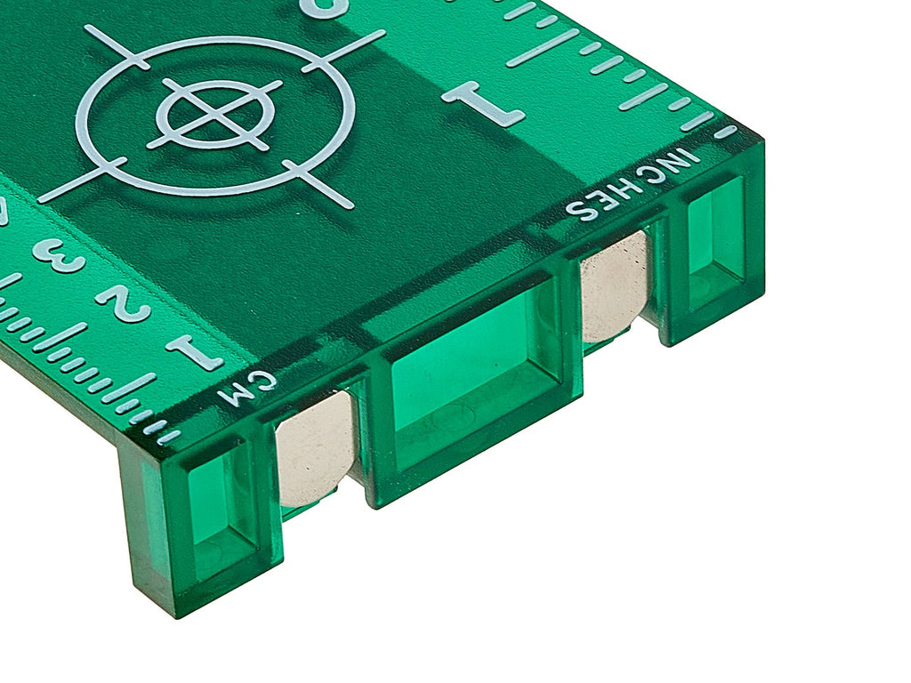 Green target card with a magnet