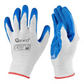 Polyester protective work gloves, size 7 — latex, white & blue – Pack of 12