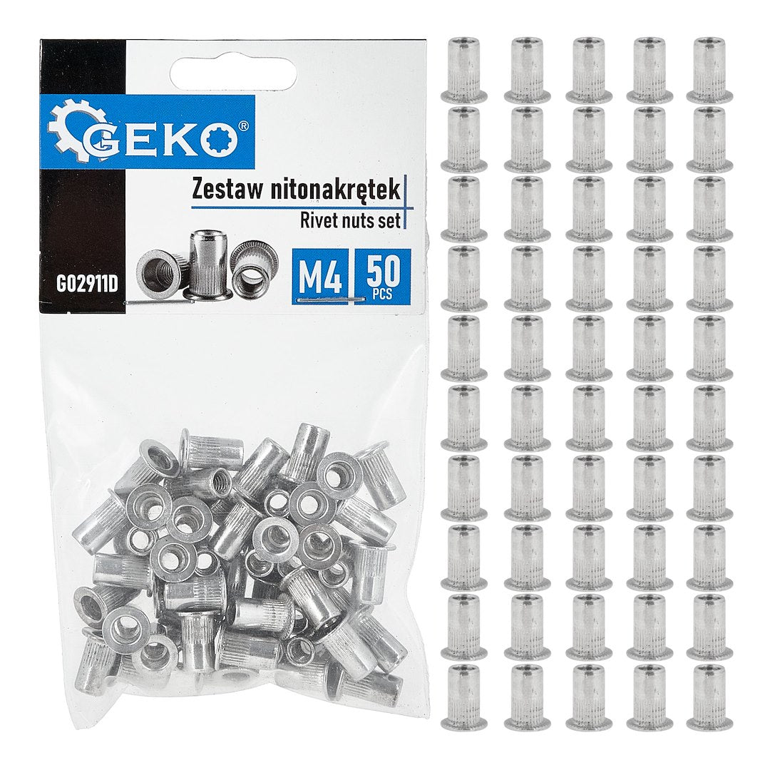 50 pcs M4 0.5-2.0 aluminium rivet nut set