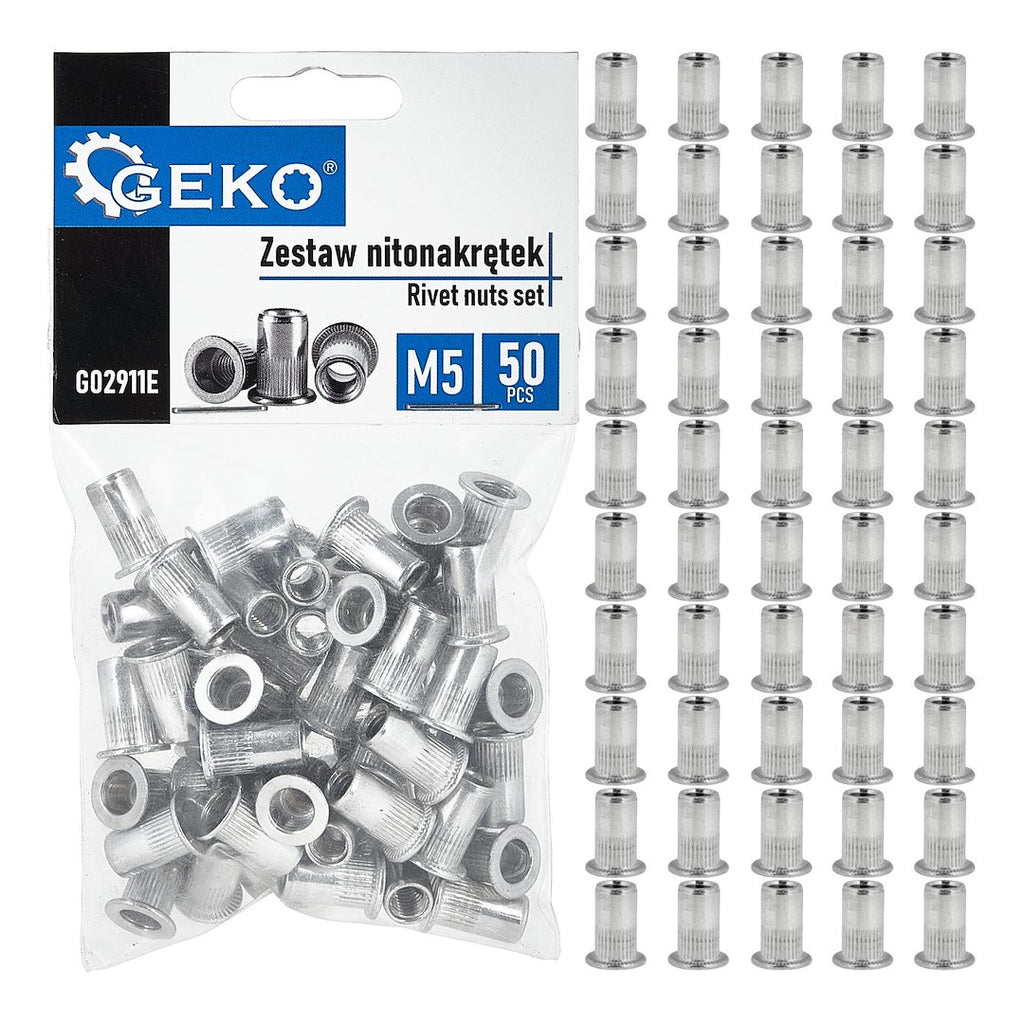 50 pcs M5 0.5–2.5 aluminium rivet nuts set
