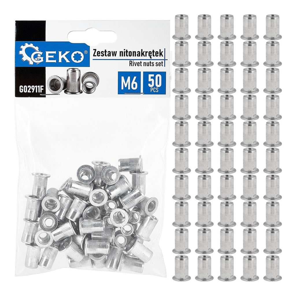 50 pcs M6 1.0–3.0 aluminium rivet nut set