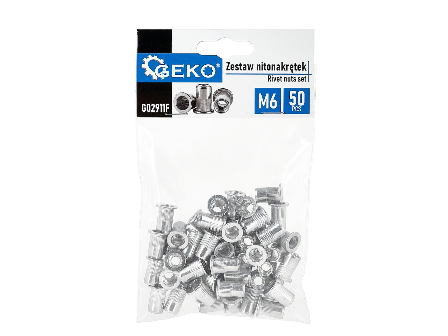 50 pcs M6 1.0–3.0 aluminium rivet nut set