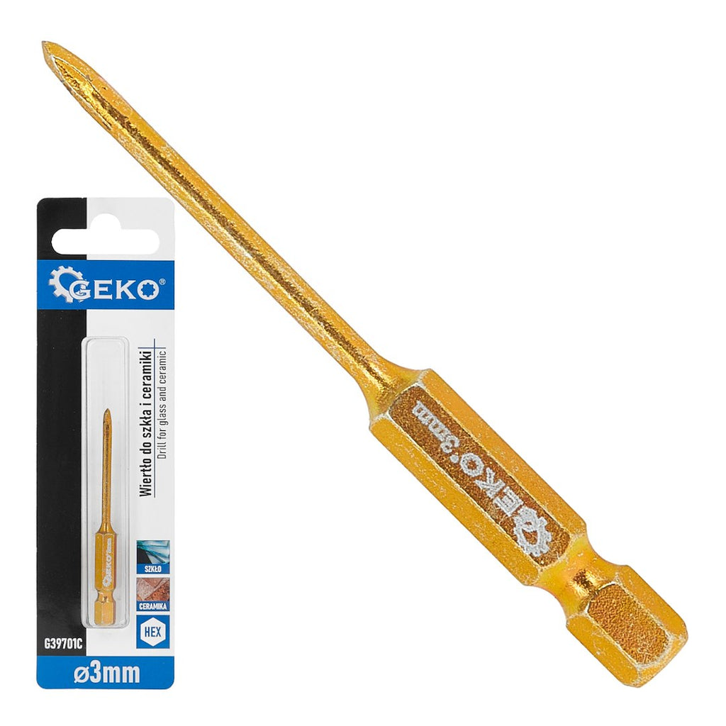 Drill for glass and ceramic, 3 mm, HEX