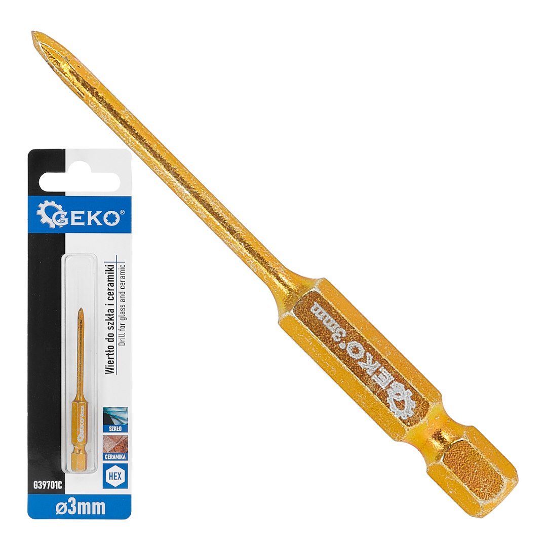 Drill for glass and ceramic, 3 mm, HEX