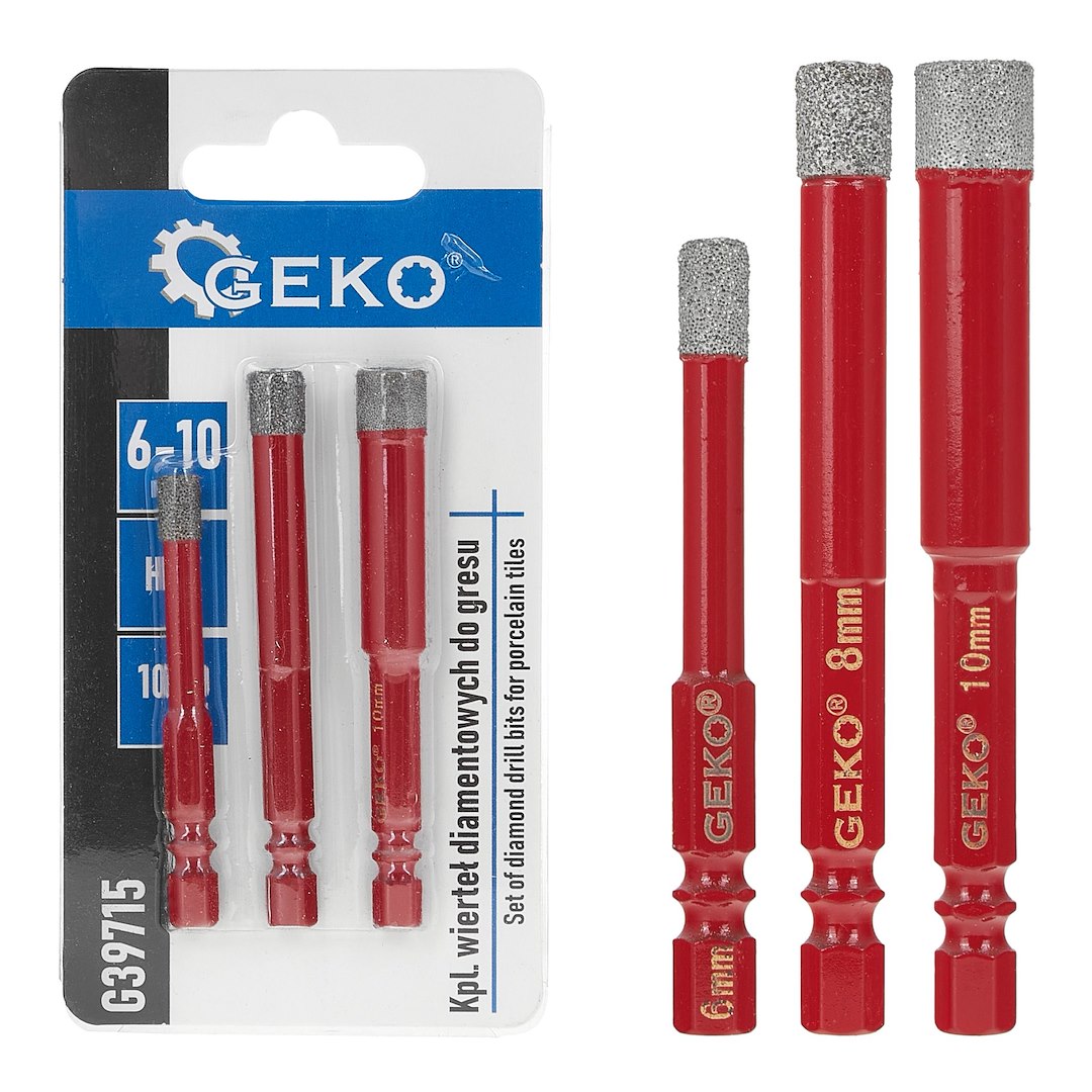3 pcs set of diamond drills for tiles 6-10 mm HEX