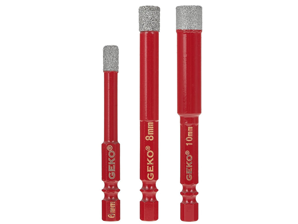 3 pcs set of diamond drills for tiles 6-10 mm HEX