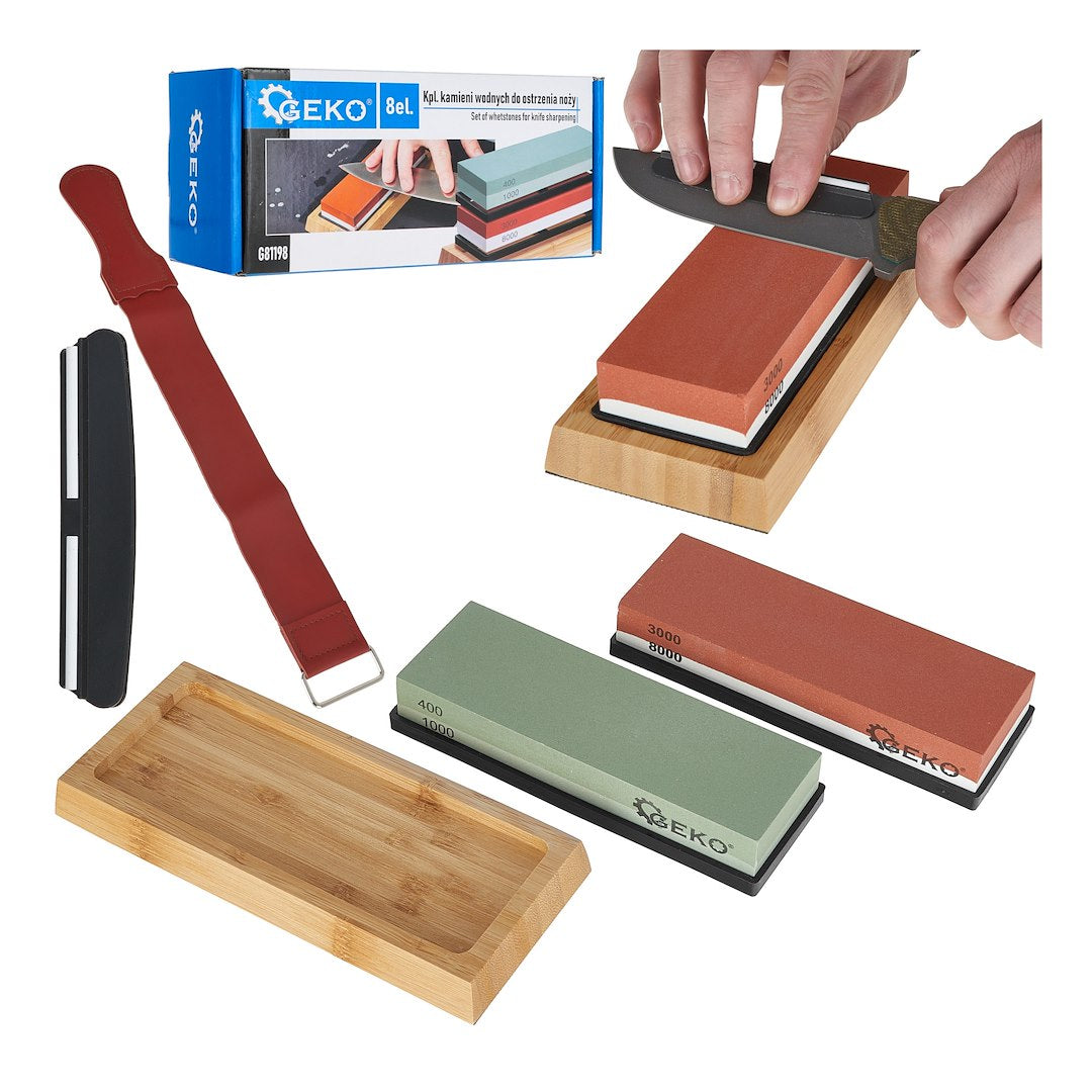 8-piece knife sharpening stones set with angle guide