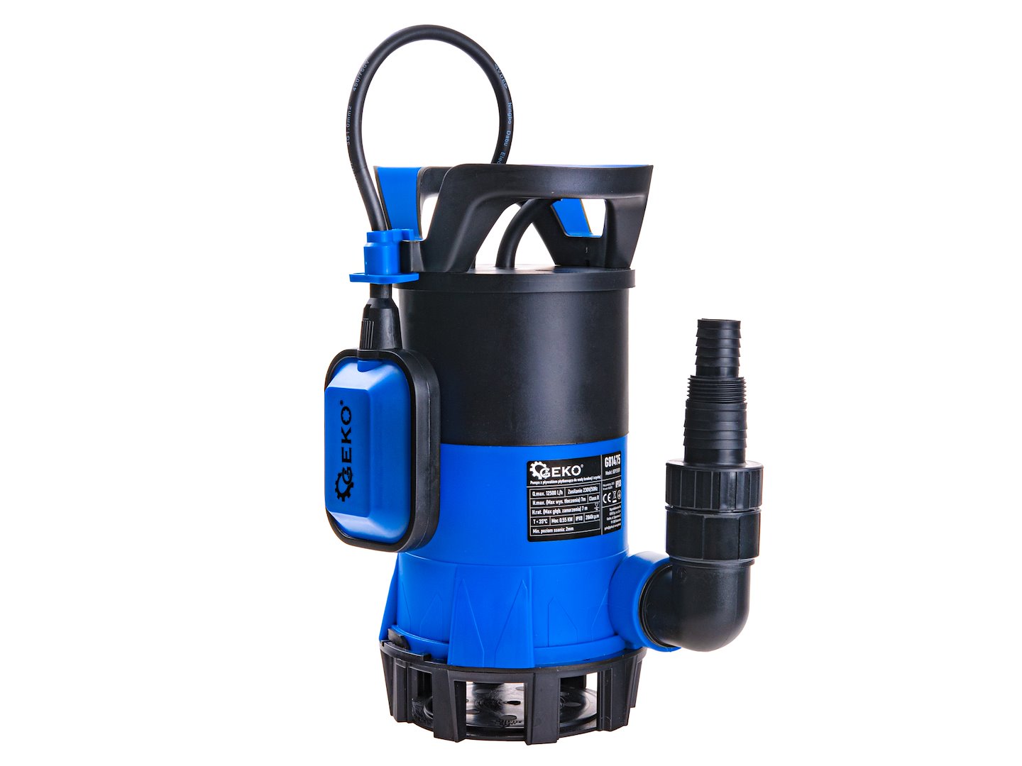 3-in-1 plastic submersible shallow-suction dirty & clean water pump with float switch, 550 W