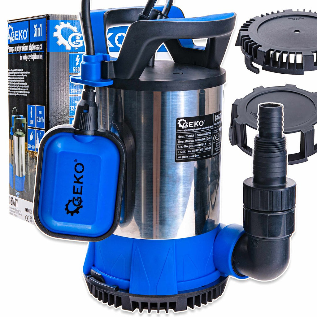3-in-1 Submersible Shallow-Suction Dirty & Clean Water Pump with Float Switch 550 W
