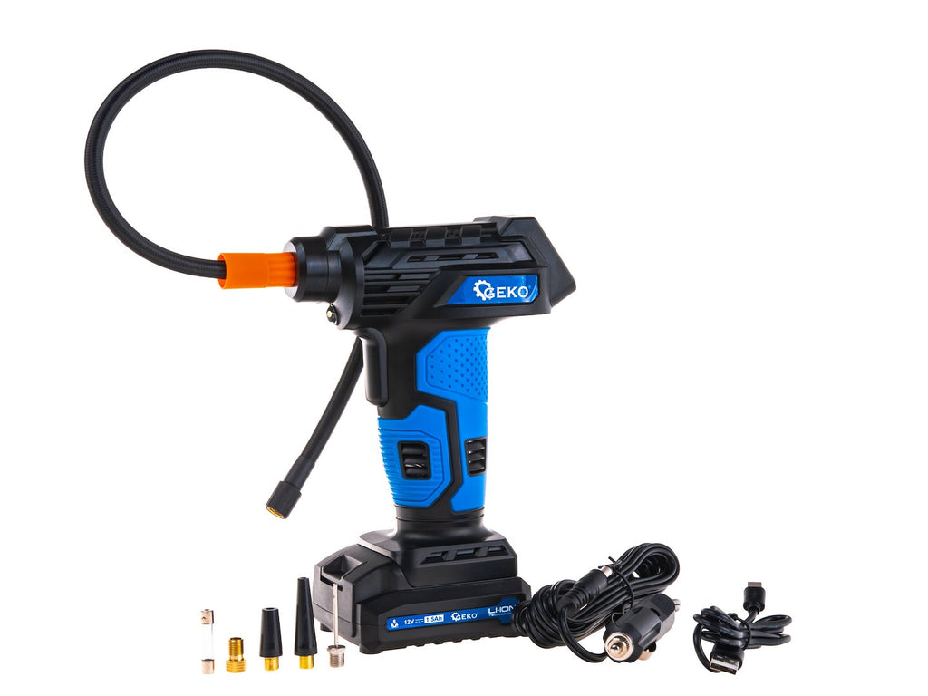 12V battery air compressor (0.2–10.3 bar)