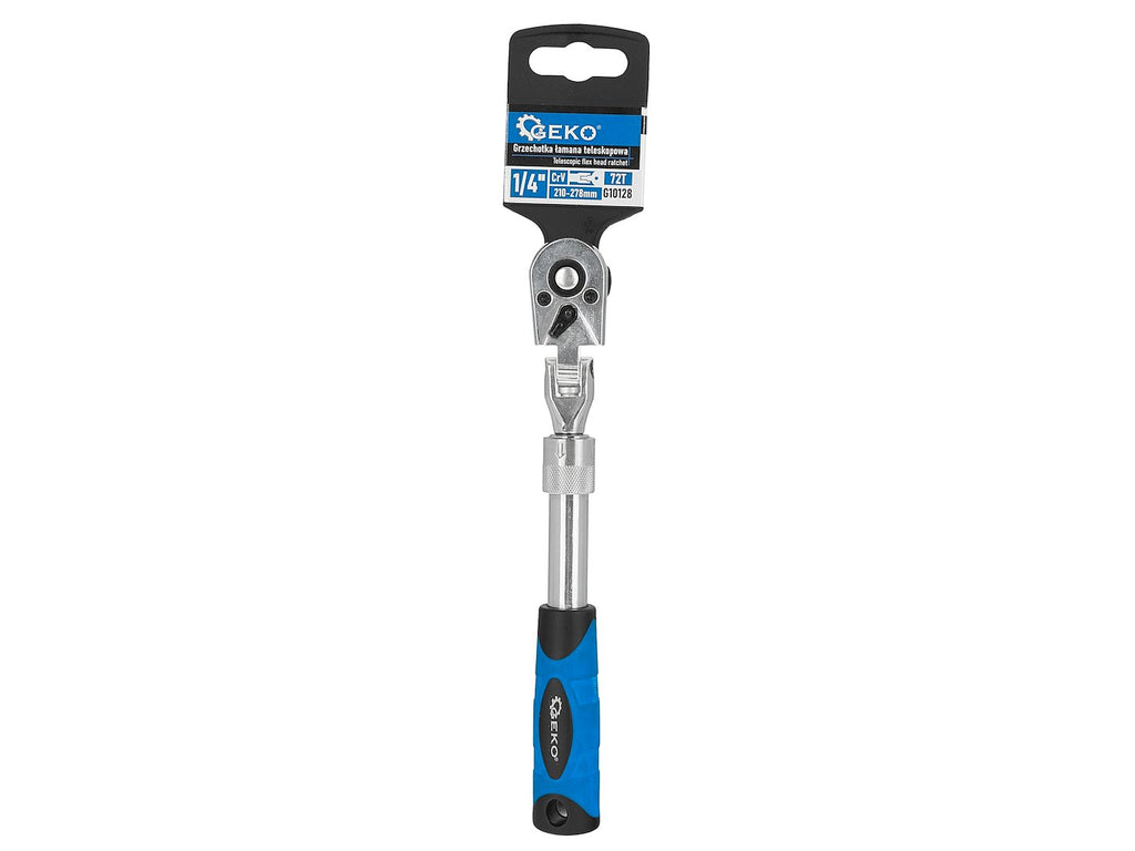 Telescopic ratchet with flexible head and handle 1/4" drive, 210-278 mm, 72T, CrV