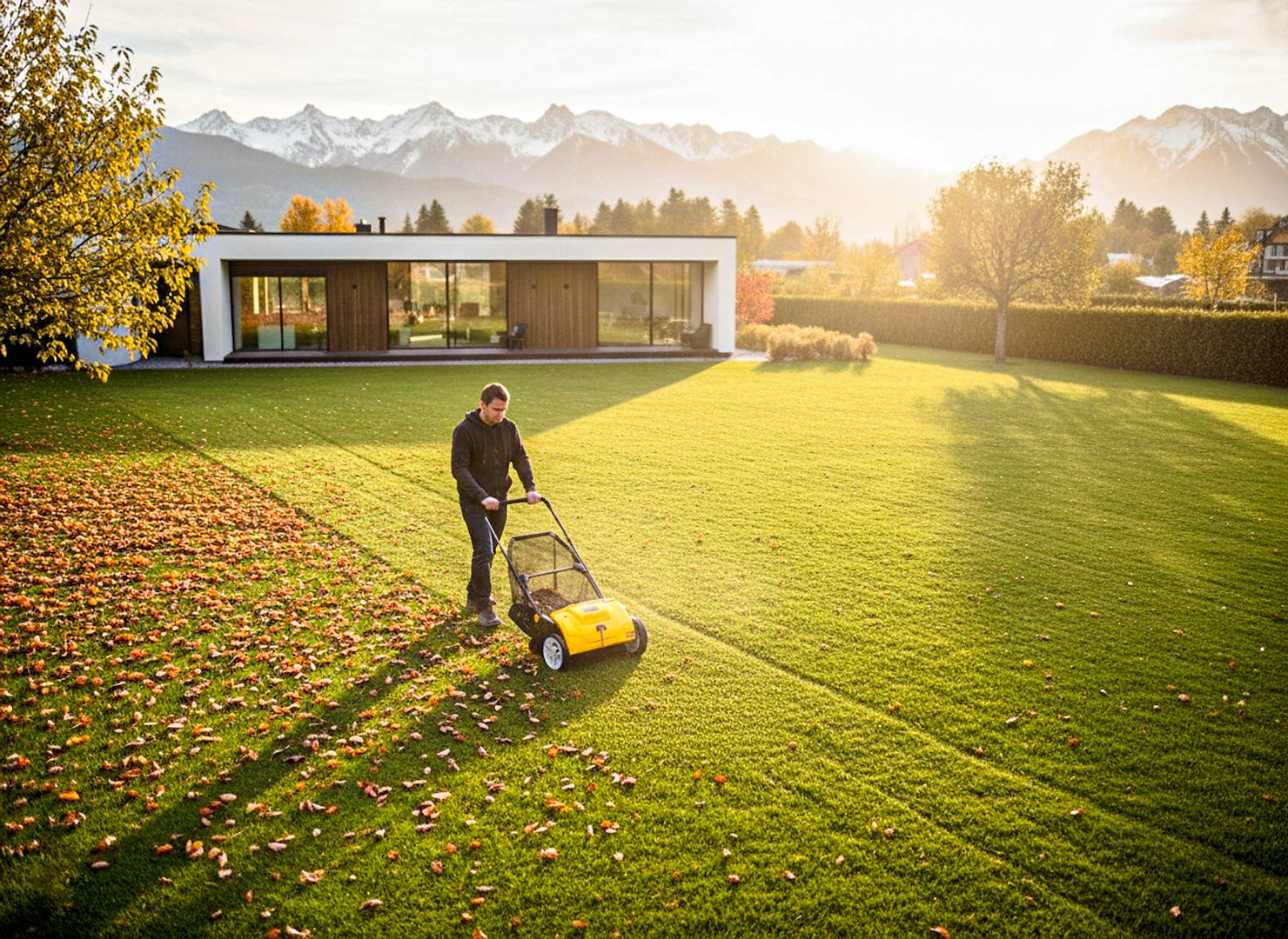 Hand-Push Lawn Sweeper for Grass and Leaves, 53 cm