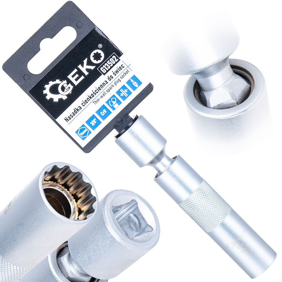 3/8" drive, 14 mm thin-walled spark plug socket with universal joint