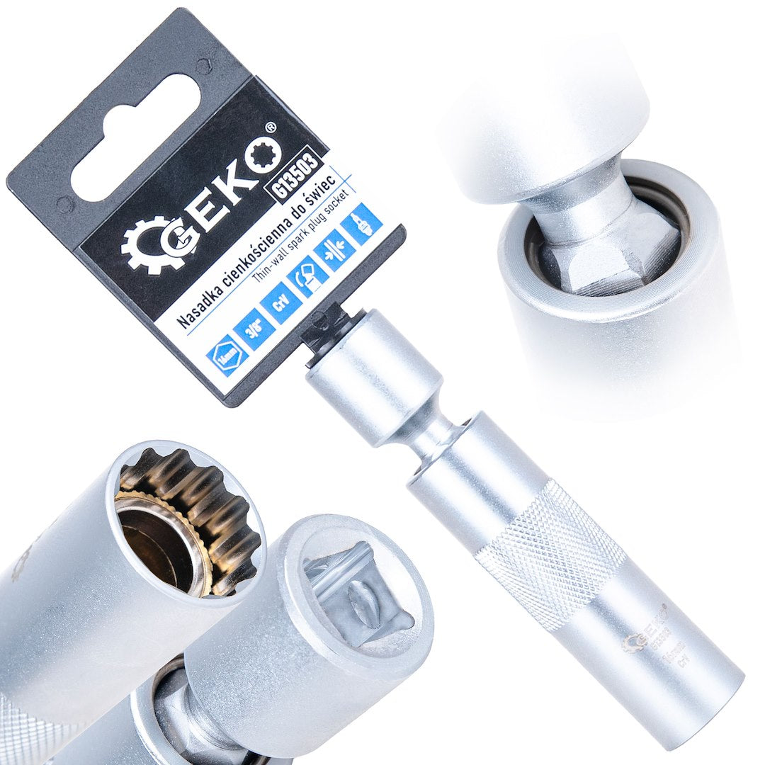 3/8" 16 mm thin-walled spark plug socket with universal joint