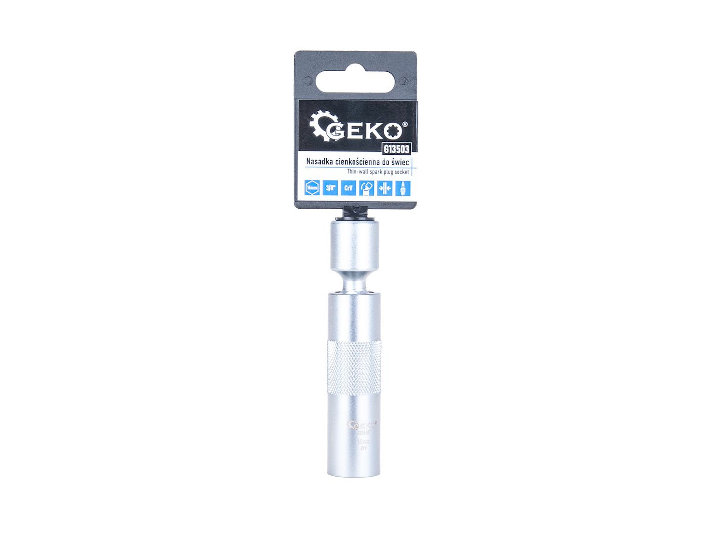 3/8" 16 mm thin-walled spark plug socket with universal joint