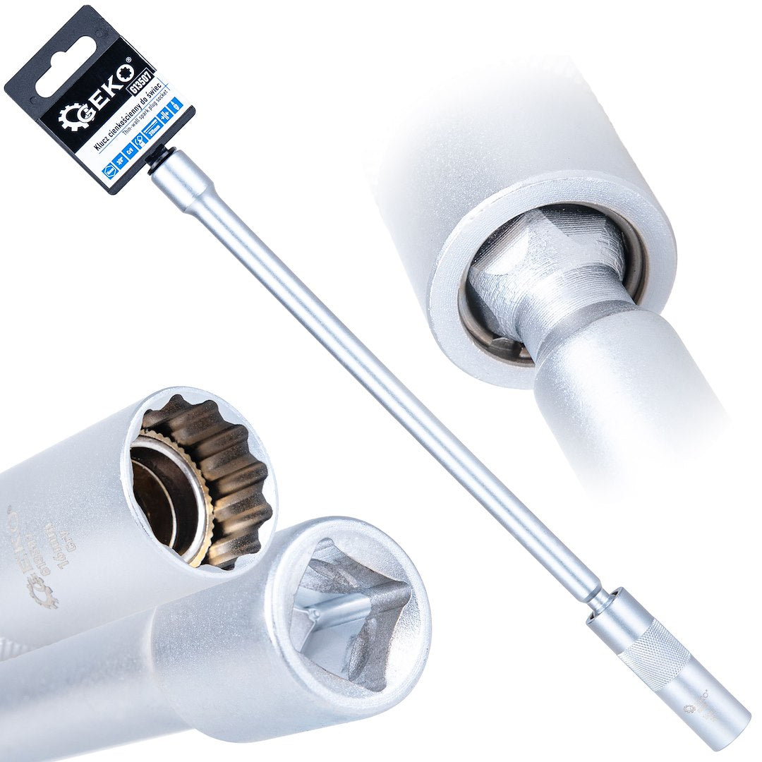 3/8" 16 mm thin-walled spark plug wrench with universal joint