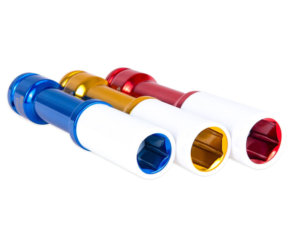 Long alloy-rim impact socket set 17 mm 19 mm 21 mm