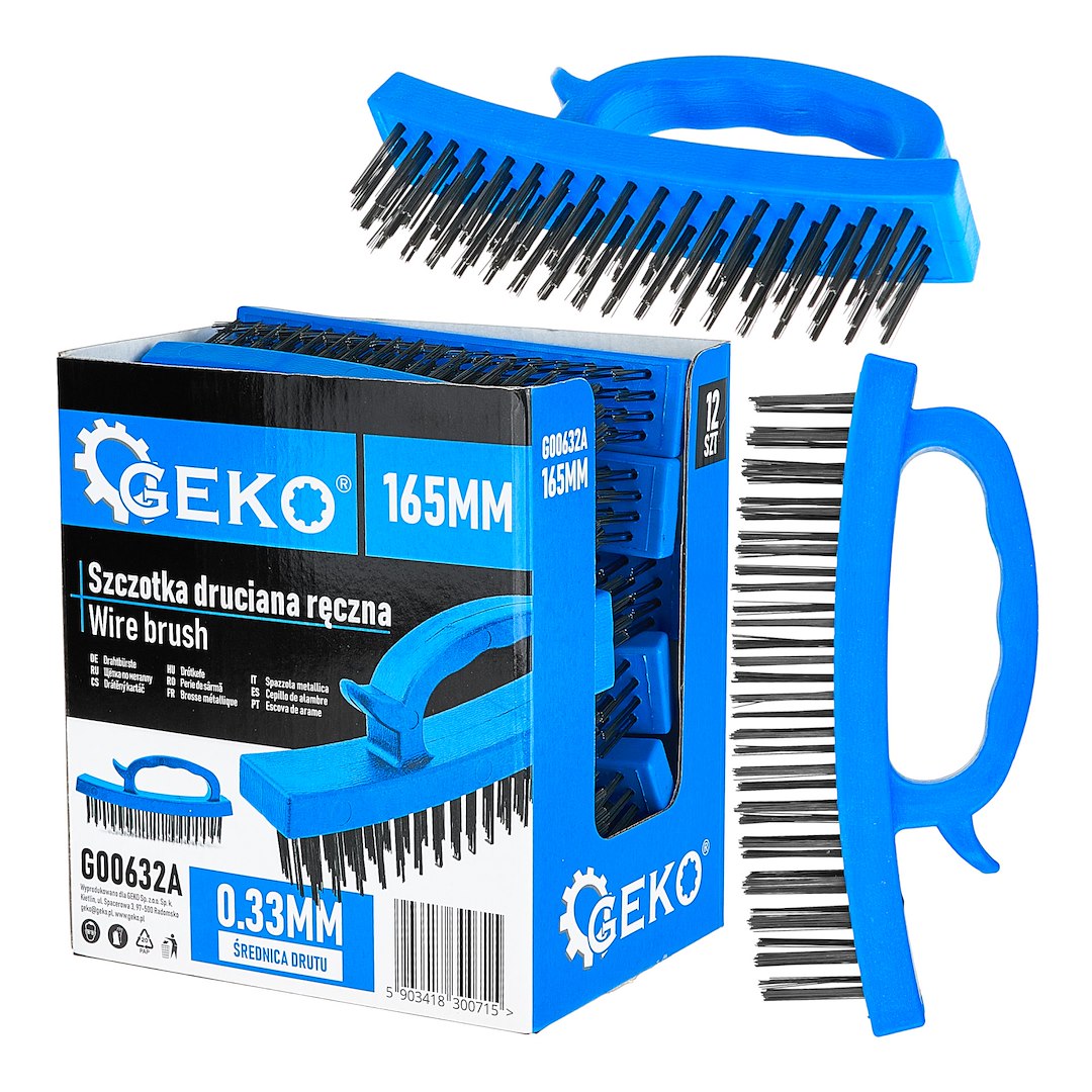 Wire brush with plastic handle, 165 mm – display box – Pack of 12