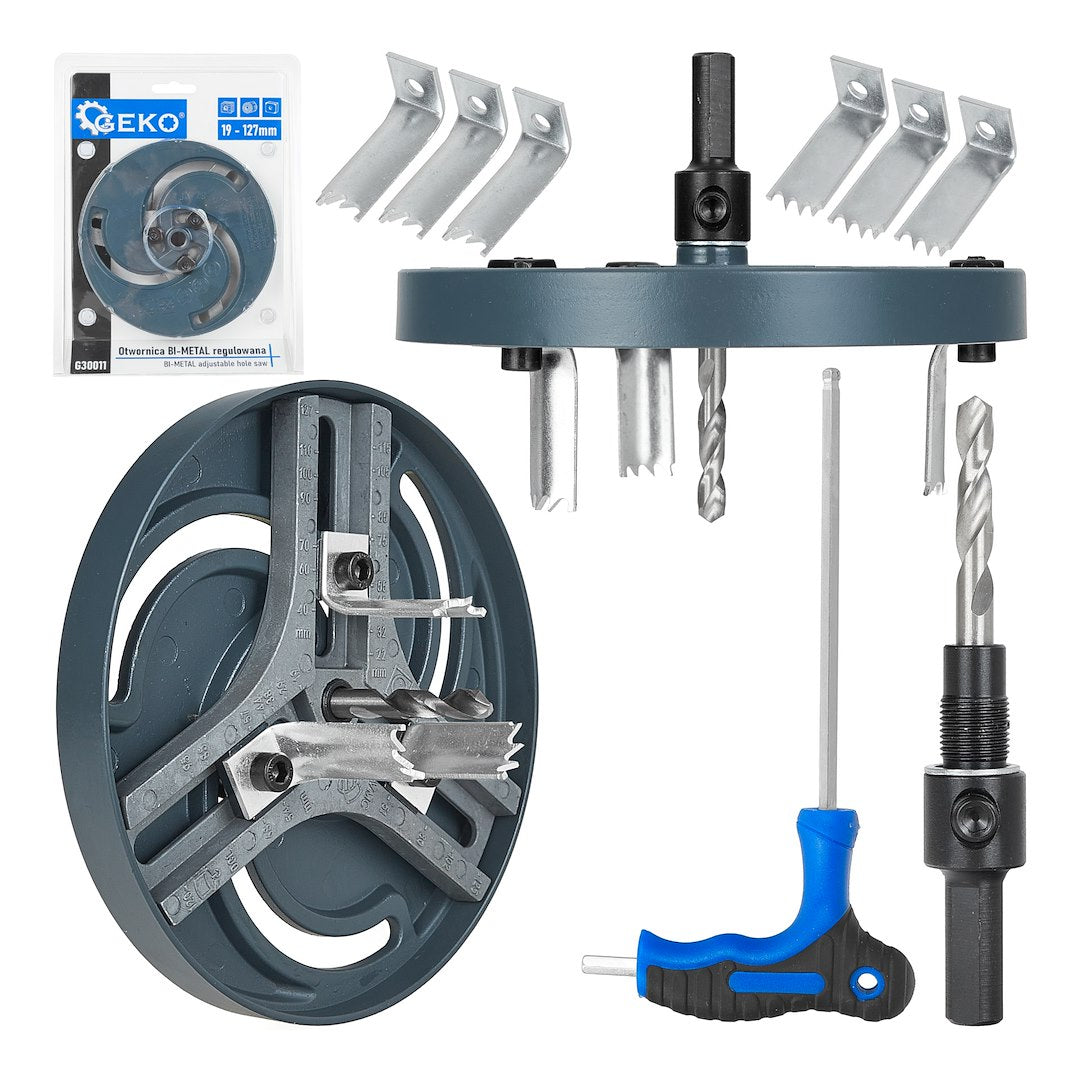 Bi-metal adjustable hole saw 19–127 mm