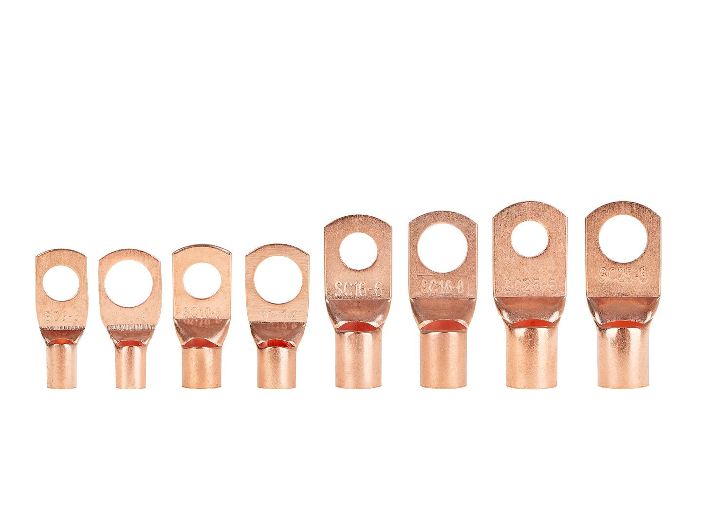 Copper non-insulated terminal connector kit with sleeves, 140 pcs