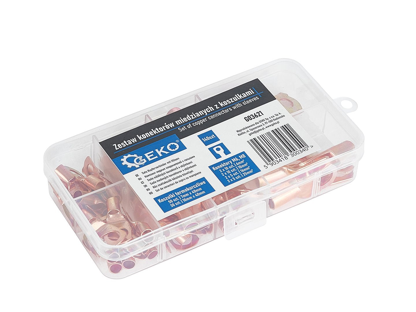 Copper non-insulated terminal connector kit with sleeves, 140 pcs