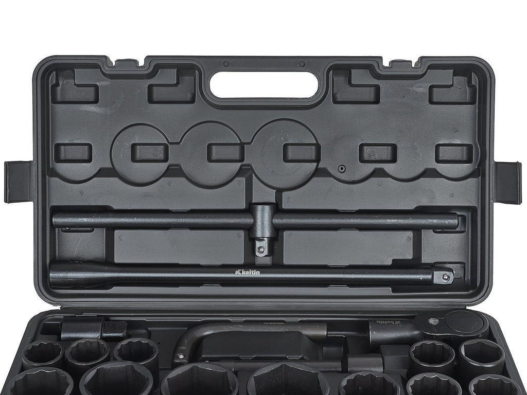 12-point / 6-point impact socket set, 3/4" & 1" drive, 17–65 mm, 26 pcs