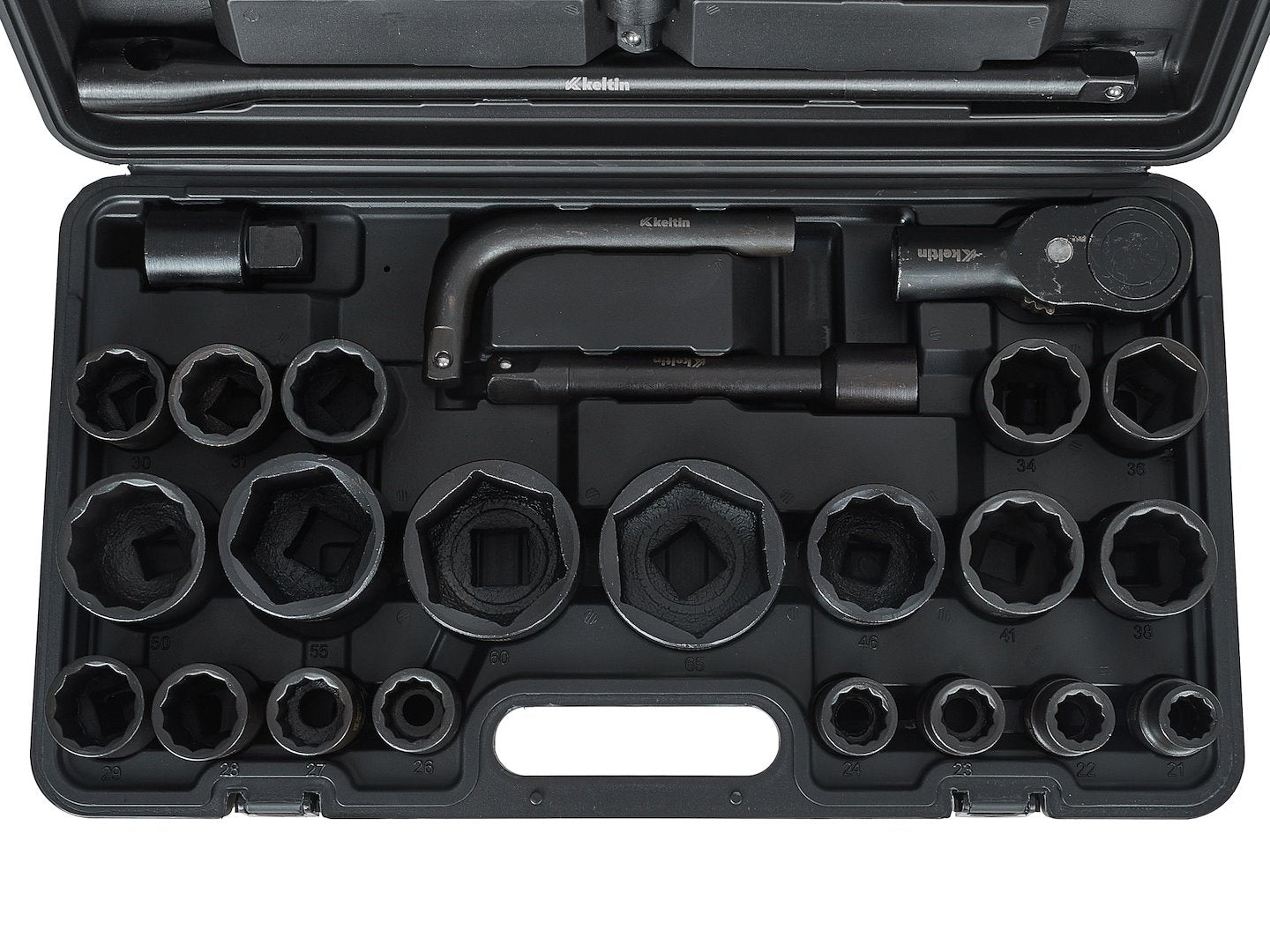 12-point / 6-point impact socket set, 3/4" & 1" drive, 17–65 mm, 26 pcs