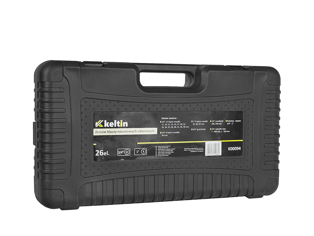12-point / 6-point impact socket set, 3/4" & 1" drive, 17–65 mm, 26 pcs