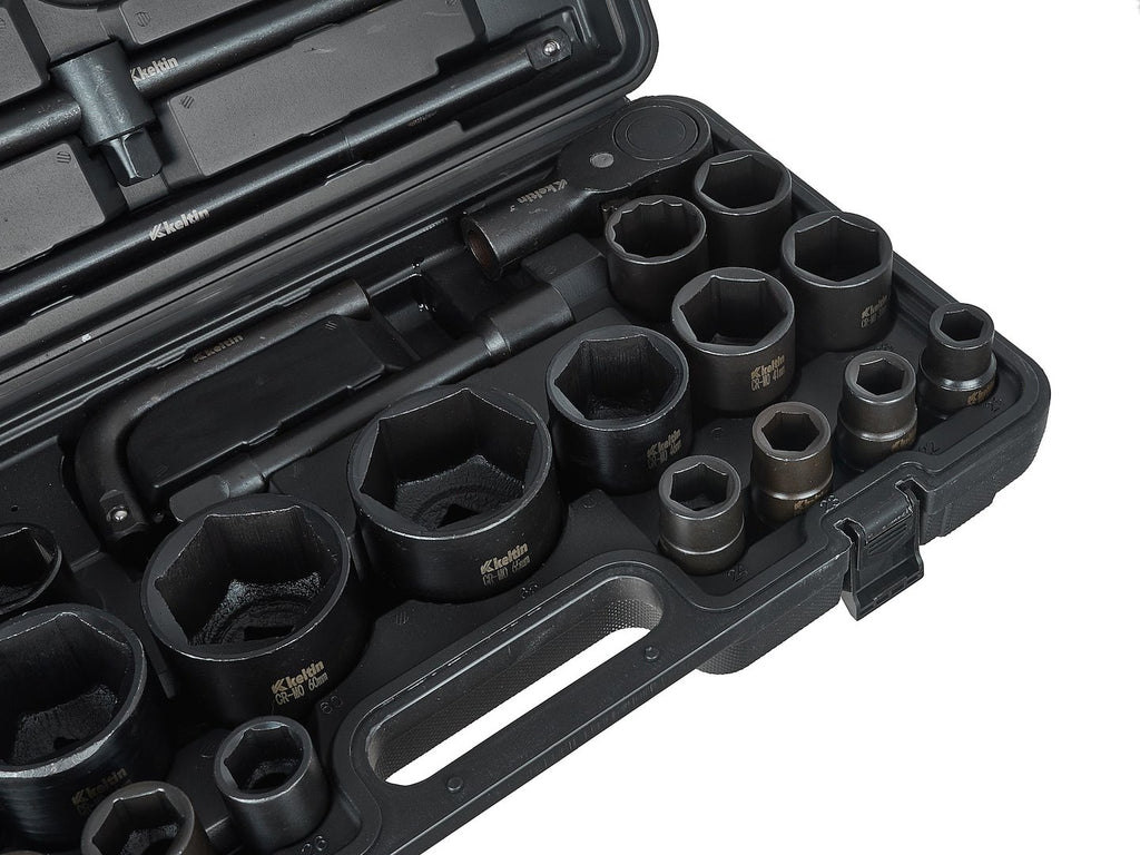 6-point impact socket set 3/4" & 1" drive 17–65 mm 26 pcs